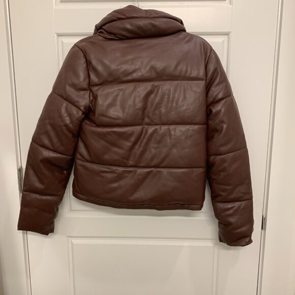 Abercrombie Brown Faux Leather Puffer - Picture 2 of 5